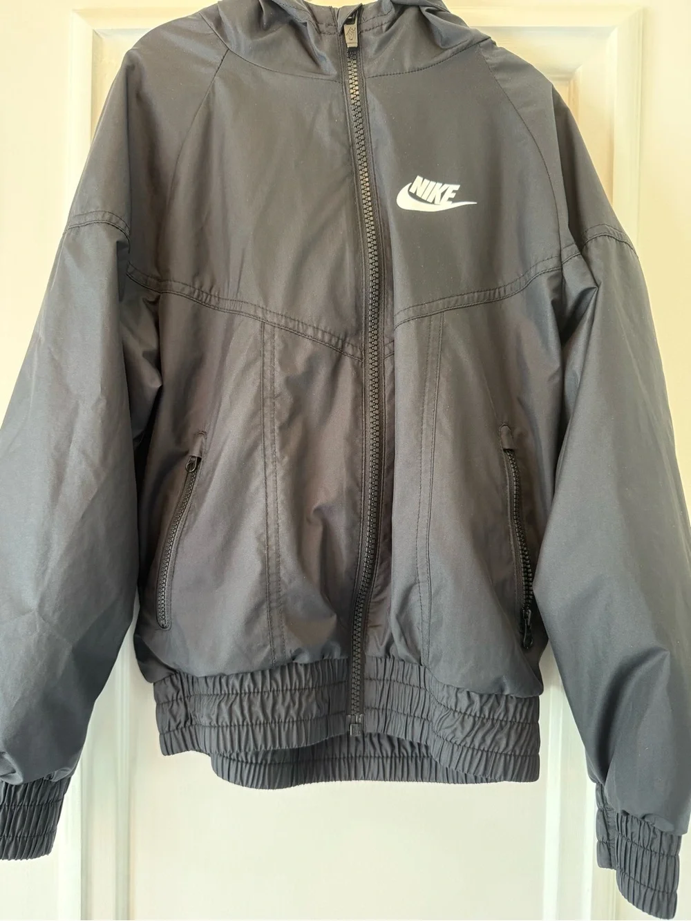 Nike Kids Windbreaker Jacket Black with White Logo
